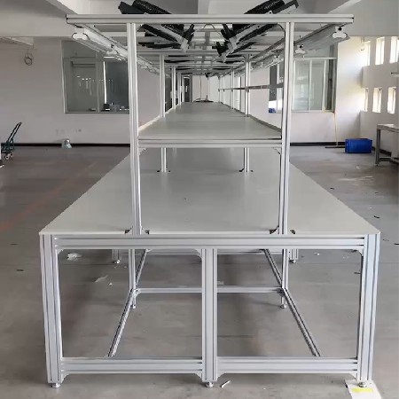 鋁型材雙邊工作臺電源線組裝生產(chǎn)線工作桌車間包裝臺流水線操作臺