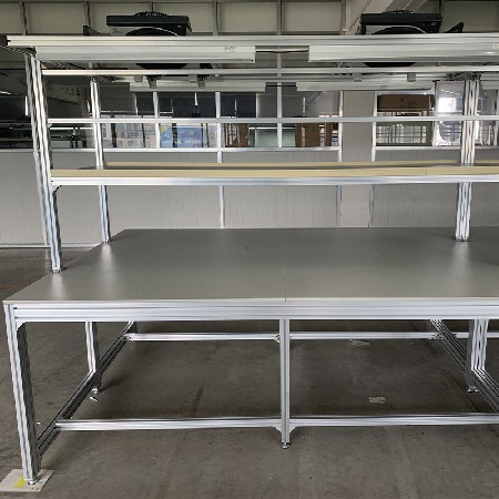 鋁型材雙邊工作臺電源線組裝生產(chǎn)線工作桌車間包裝臺流水線操作臺
