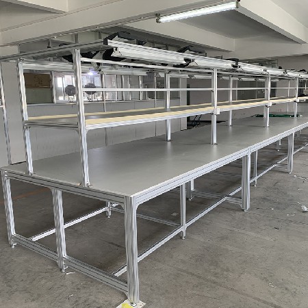 鋁型材雙邊工作臺電源線組裝生產(chǎn)線工作桌車間包裝臺流水線操作臺