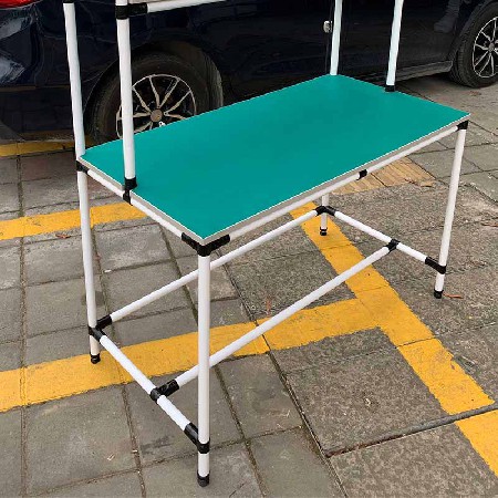 雙工位工作臺米黃色精益管防靜電木板實驗臺電子車間流水線操作臺