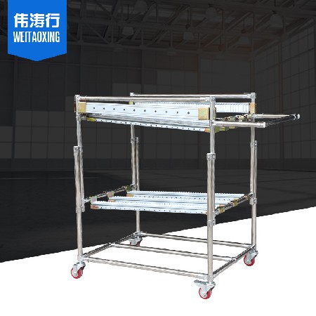 定制批發(fā)電池用物料車 3寸插桿腳輪對角帶剎不銹鋼管組裝物料車